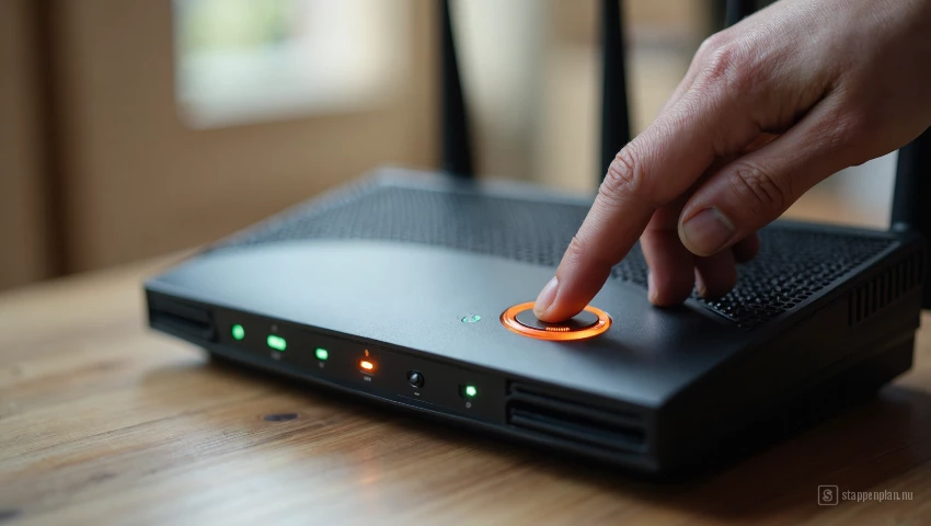 Thuisrouter met de aan/uit-knop.