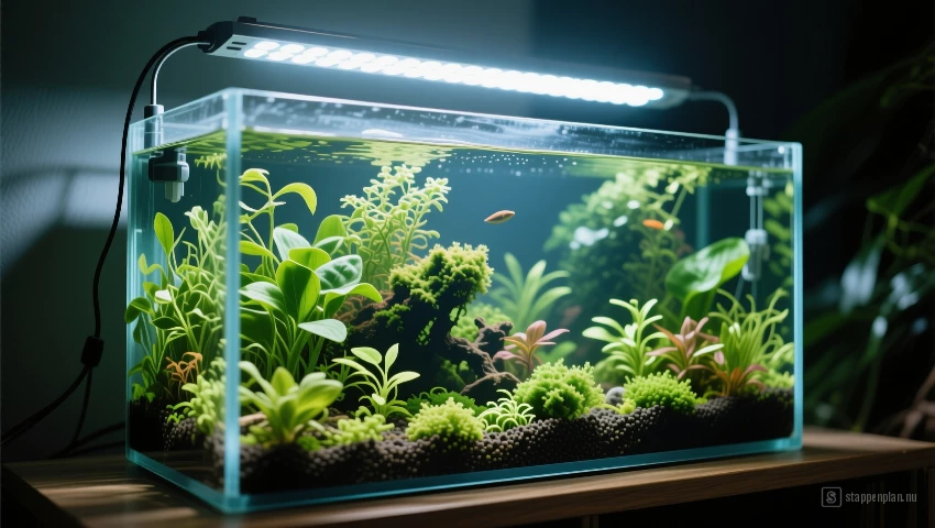 Aquarium verlicht met LED lamp