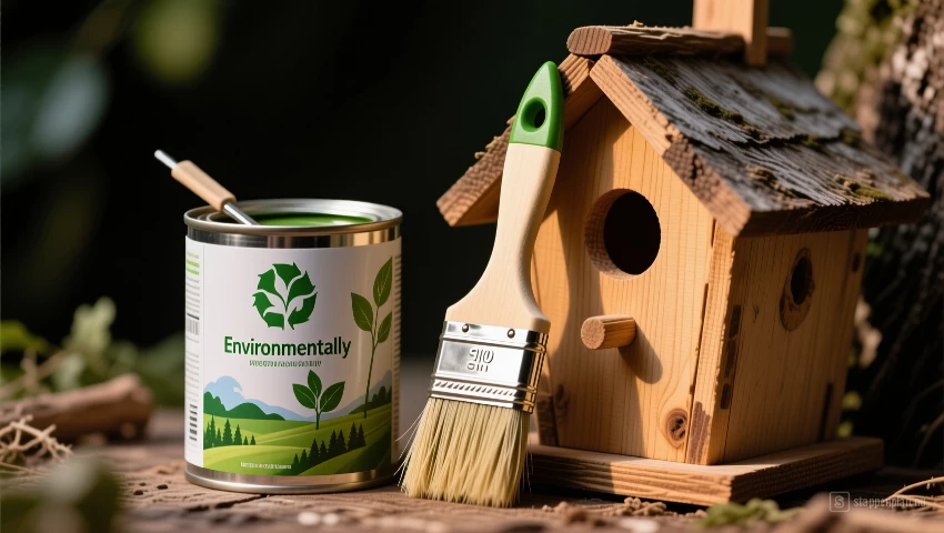 Milieuvriendelijke verf en een kwast.