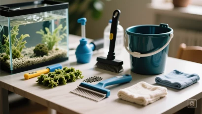 Benodigde schoonmaakmaterialen voor een aquarium