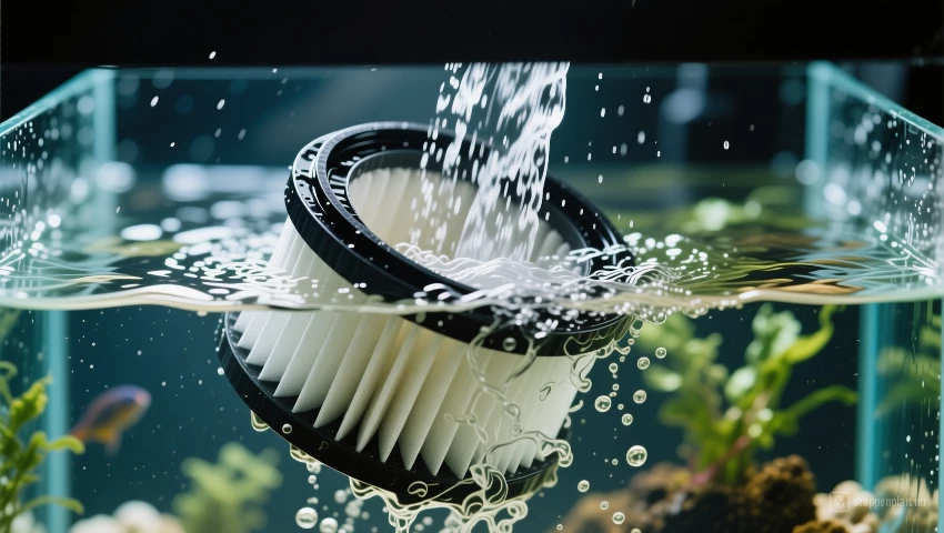 Filtermedia gespoeld met water