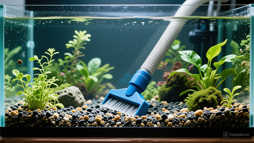 Schone aquarium bodem na reiniging