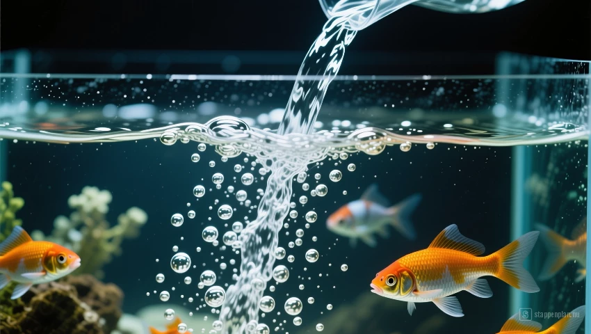 Water wordt in aquarium gegoten