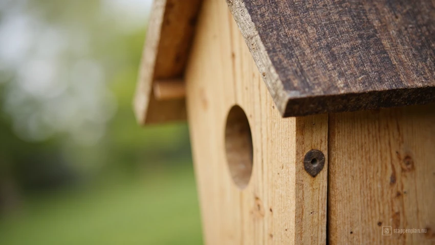 Hoek van het vogelhuis met verbinding.