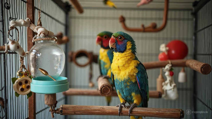 Kooi met speelgoed en waterfles