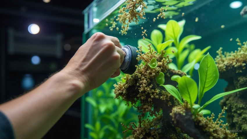 Handen die algenmagneet bewegen