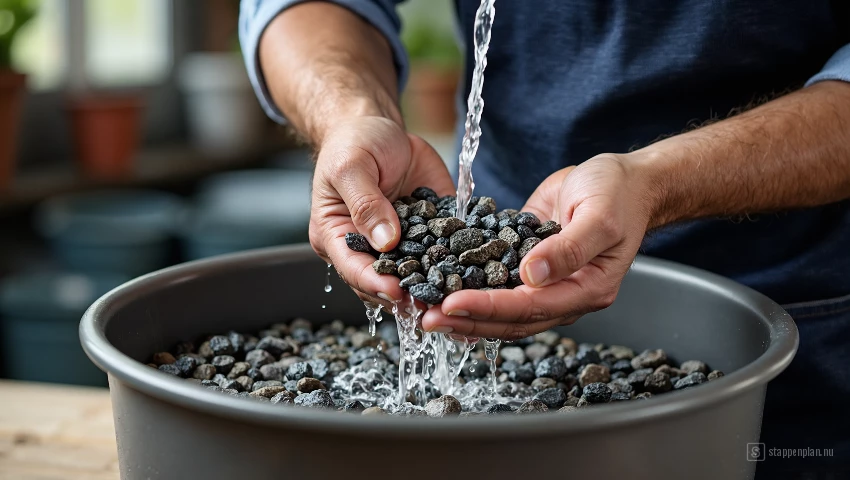 Aquarium grind spoelen.