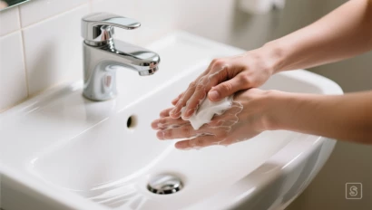 Handen wassen gezicht