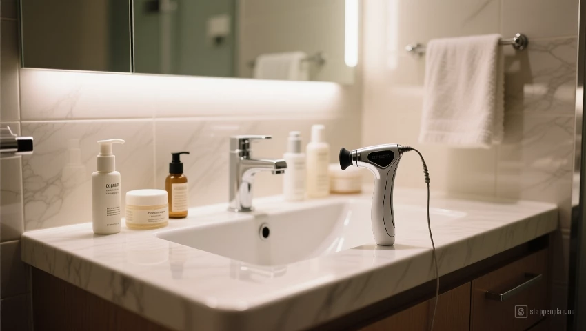 Badkamer met extractor en skincare