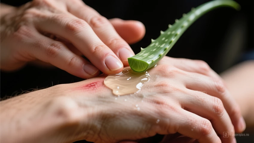 Handen die aloë vera gel aanbrengen