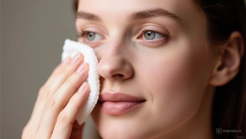 Vrouw veegt haar gezicht zachtjes.