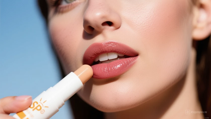 Vrouw met gezonde lippen dankzij lippenbalsem met SPF.