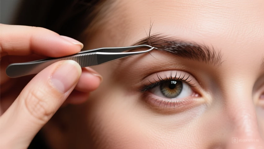 Hand epileert haar in groeirichting.