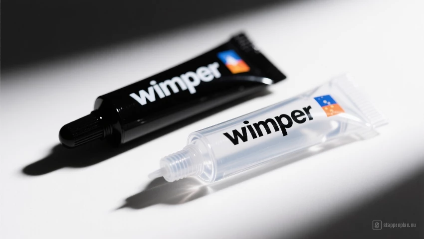 Zwarte en transparante wimperlijm.