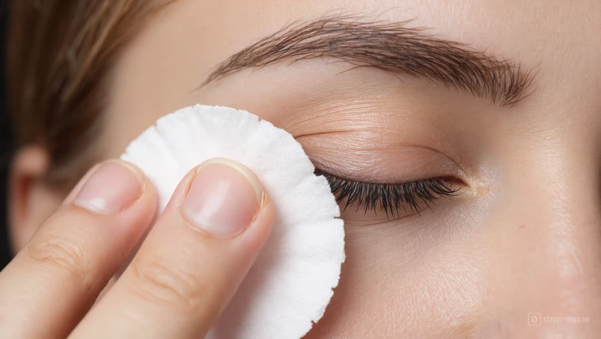 Gesloten oog met wattenschijfje.