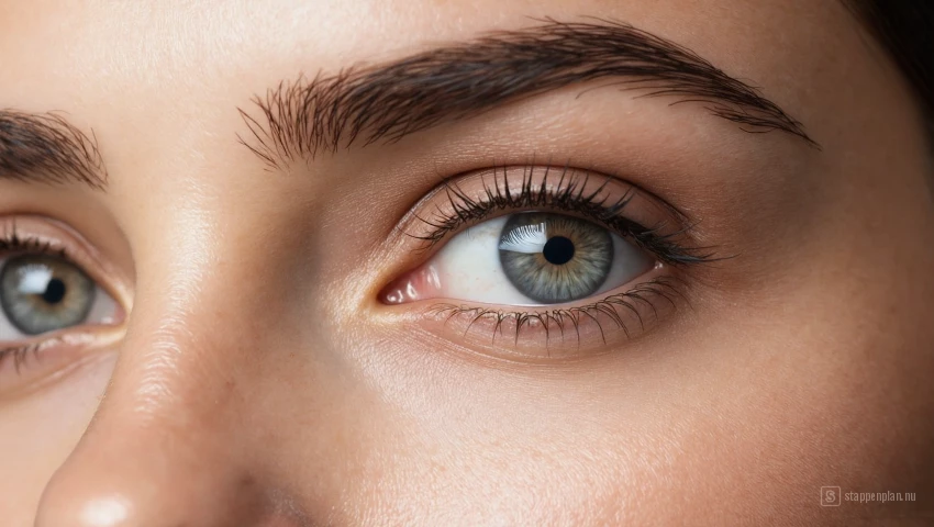 Huid rondom de ogen is gehydrateerd en glad.