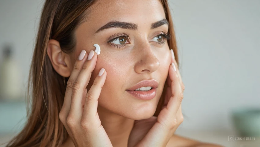 Vrouw ontspant met verzachtende crème.