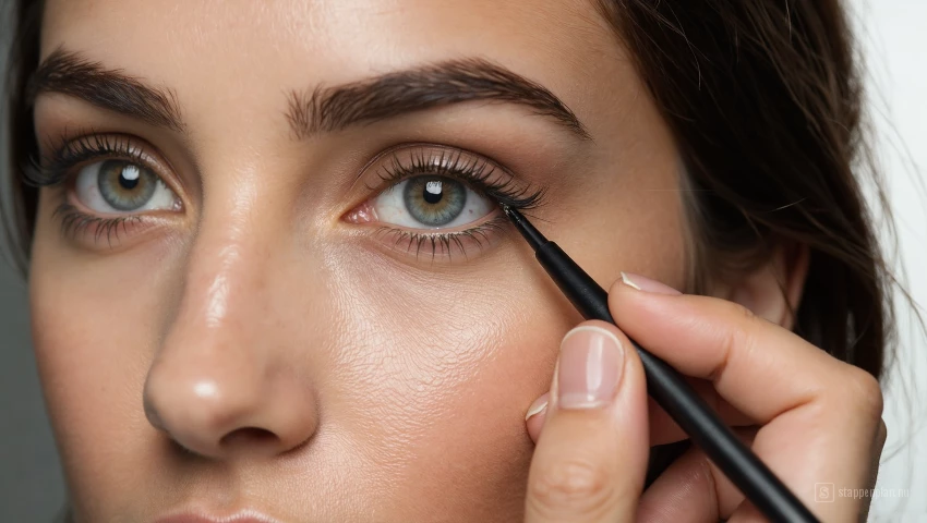 Eyeliner in kleine stappen aanbrengen