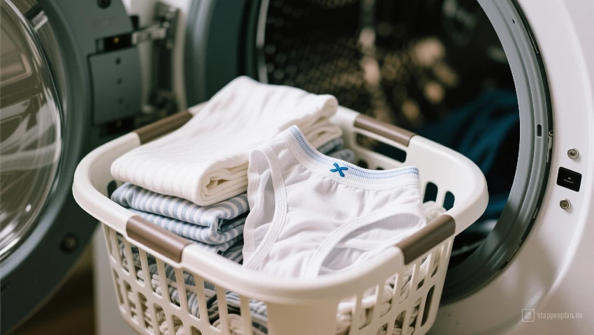 Wasmand vol met katoenen ondergoed.