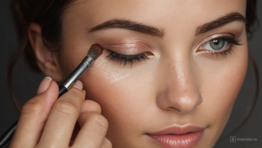 Vrouw brengt highlighter aan