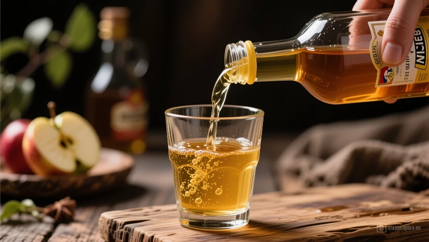 Apple cider azijn wordt ingeschonken.