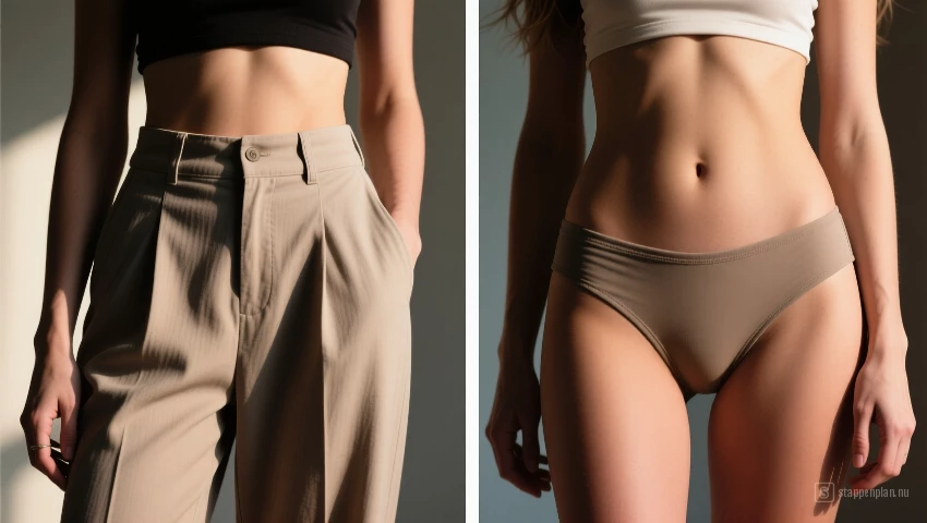 Vergelijking hoge en lage taille broeken