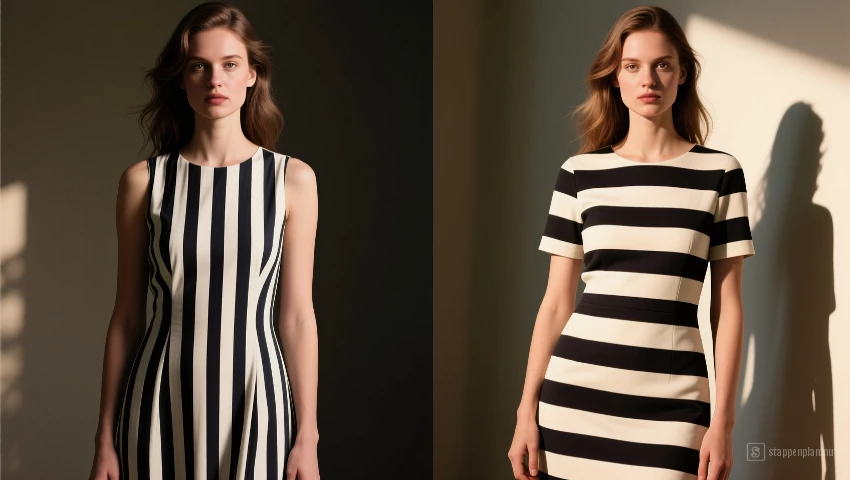 Vergelijking verticale en horizontale strepen