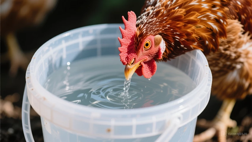 Vers water voor de kippen.