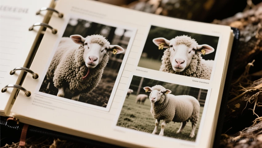Logboek met foto's van schapen
