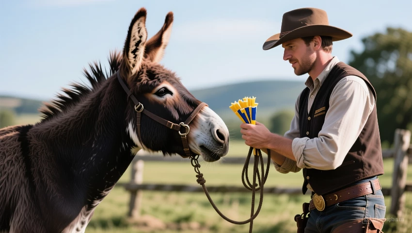 Ezel wordt getraind met positieve bekrachtiging