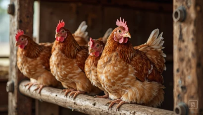 Kippen rusten op een comfortabele zitstok
