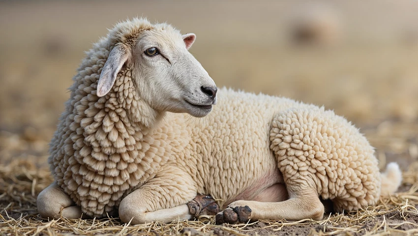 Schaap ligt te herkauwen