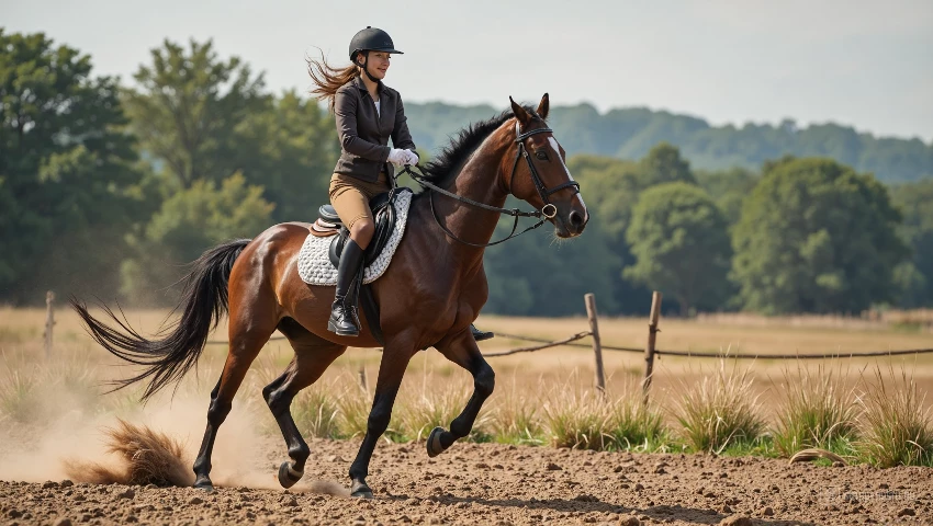 Ruiter houdt een stabiele positie tijdens het springen zonder zadel.