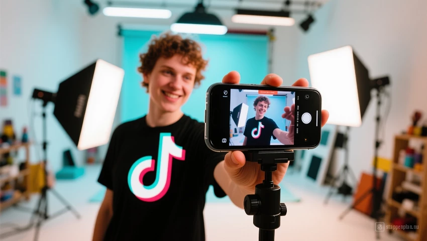 Persoon filmt een TikTok-video.