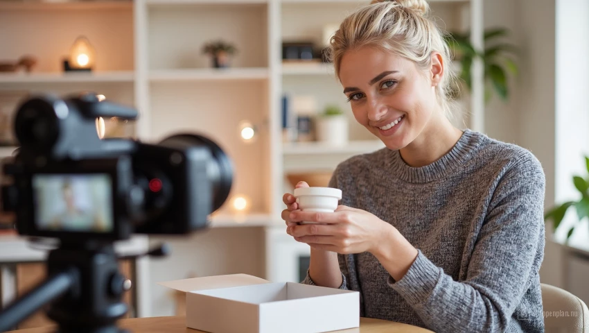 Influencer unboxt een product.