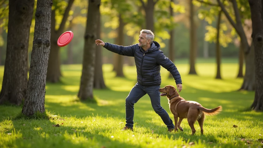 Een man gooit een frisbee.