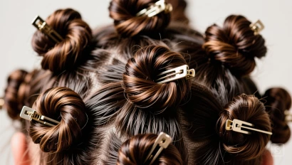 Meerdere sokkenvlechten vastgezet met haarspelden