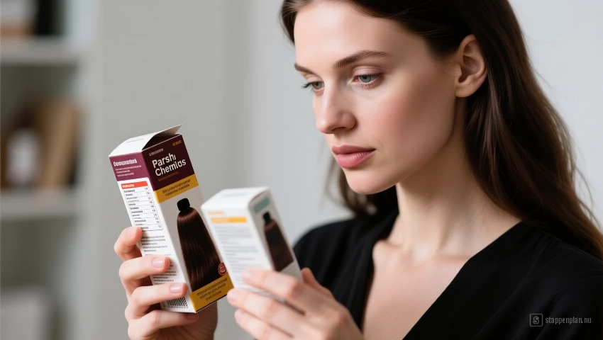 Vrouw leest ingrediëntenlijst.