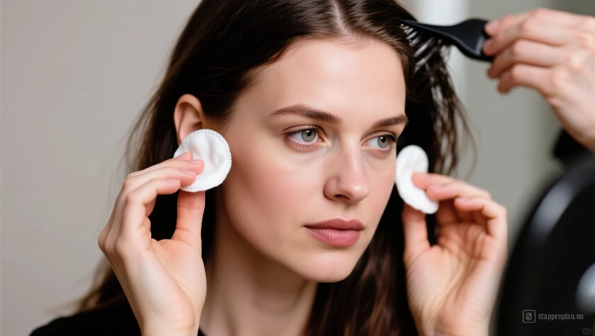 Vrouw beschermt oren met wattenstaafjes.