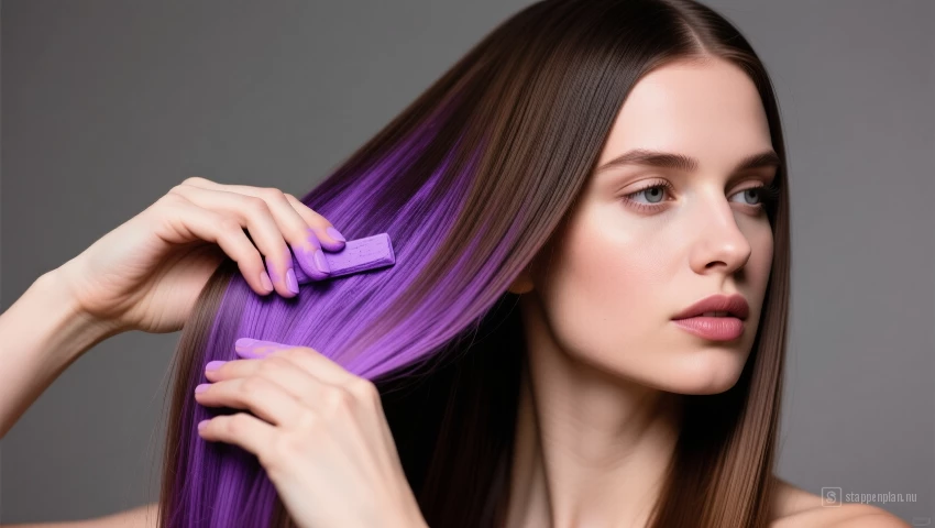 Vrouw creëert een vloeiende kleurtransitie.