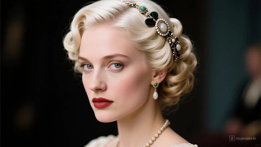 Vrouw draagt vintage haaraccessoires