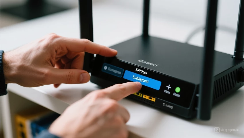 Handen navigeren door het instellingenmenu van de router