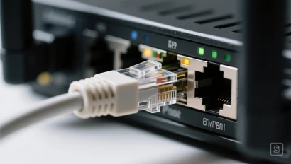 Ethernet kabel aangesloten op router