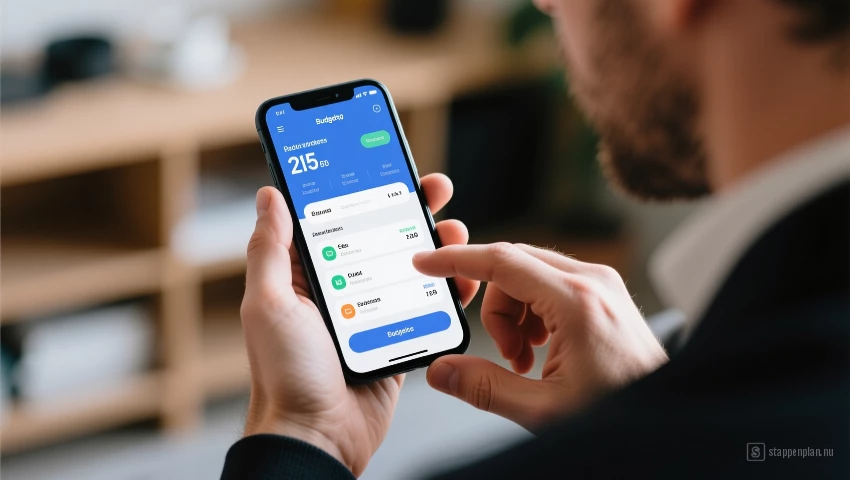Persoon gebruikt budget app.