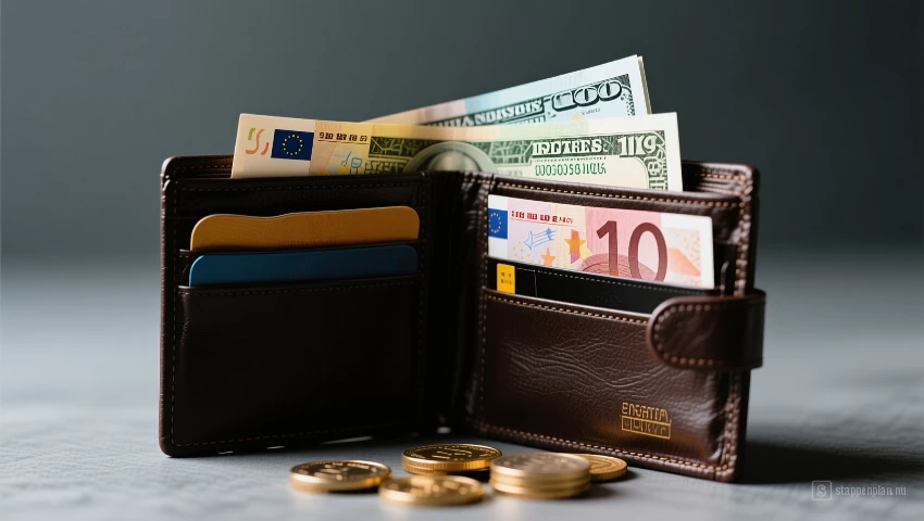 Portemonnee gevuld met contant geld.