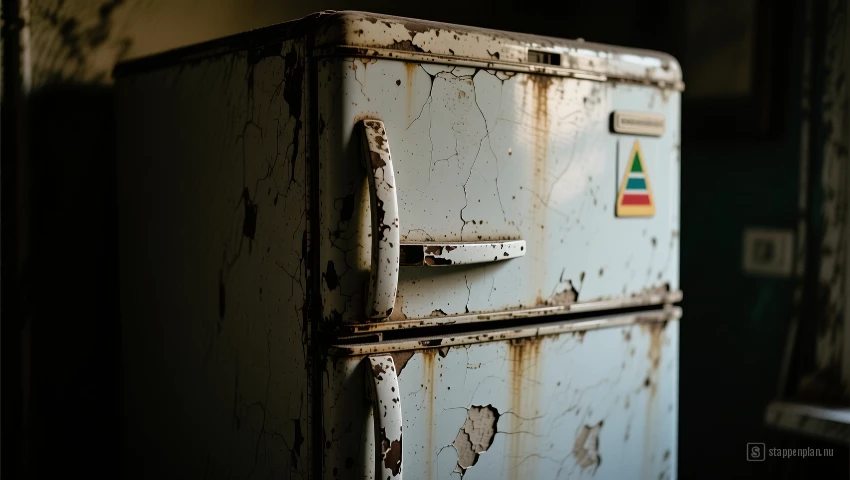 Oude, inefficiënte koelkast.