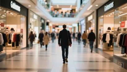 Persoon vermijdt winkelcentrum.