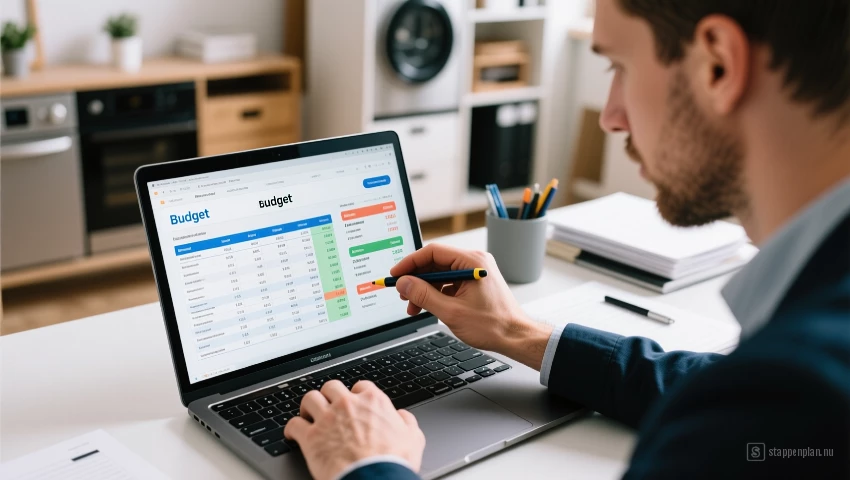 Persoon bekijkt budget voor vervanging apparaten.