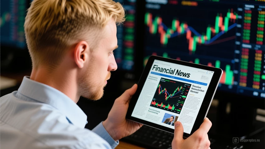 Man leest financieel nieuws.