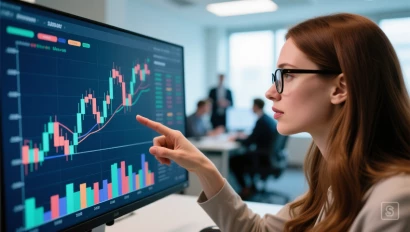 Analist die financiële grafieken analyseert.